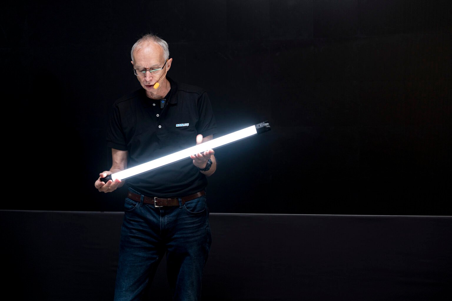NANLITE tube light demonstrated against a dark backdrop